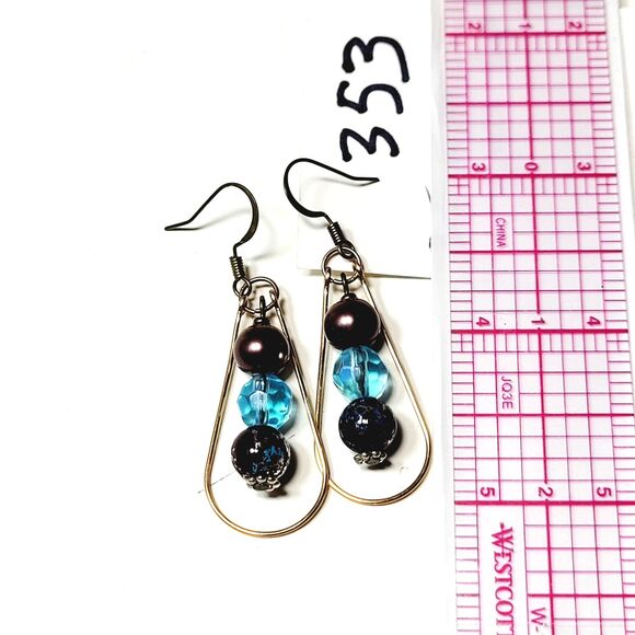 NEW Earrings Teardrop earrings Blues brown bead earrings teardrop shap 353#fs - Picture 4 of 5